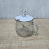 AM7133 Glass Tea Coffee Mug with White Teddy Bear Handle Heat-Resistant Tea Cup