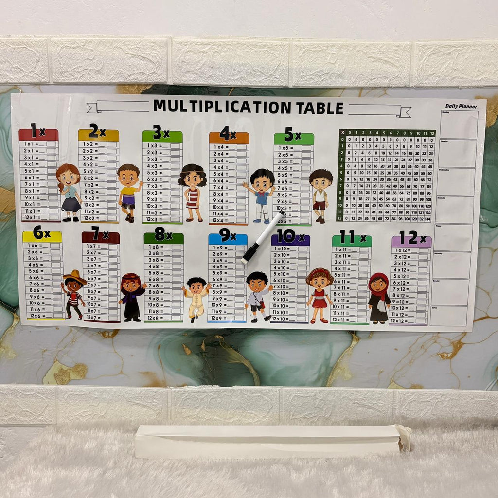 Table Daily Chart AM7221 Interactive Dry-Erase Multiplication Table & Daily Planner Wall ...