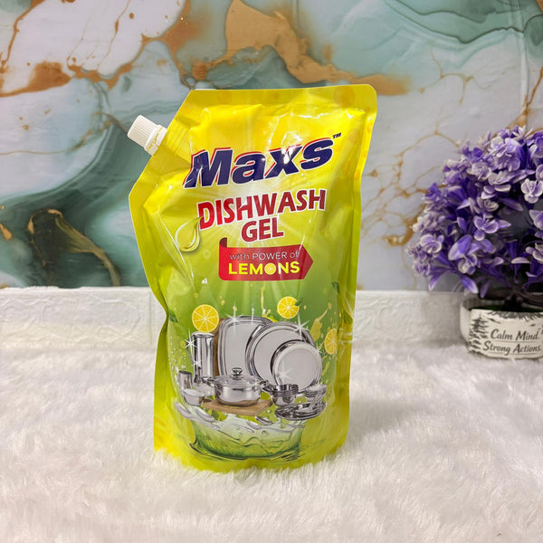 AM7265 Maxs Dishwash Gel with Power of Lemons - 1 Ltr Refill Pouch