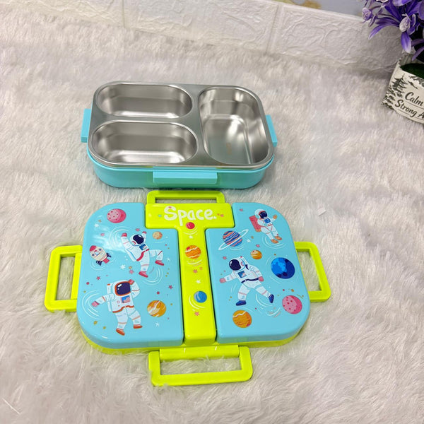 AM7375 Premium 3-Compartment Space-Themed Stainless Steel Lunch Box for Kids