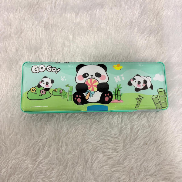 AM7376 Panda Theme Multi-Functional Magnetic Pencil Case with Integrated Calculator & Dual Sharpener
