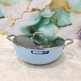 AM7389 Tramontina Velo 32cm Ceramic Non-Stick Deep Kadai with Glass Lid (Sea)