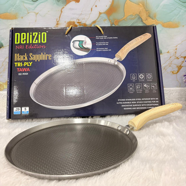 AM7443 Delizio Black Sapphire Tri-Ply Tawa (29cm) – NRI Edition