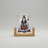 AM7456 Lord Shiva 3D Illusion LED Night Light with Wooden Base Decor