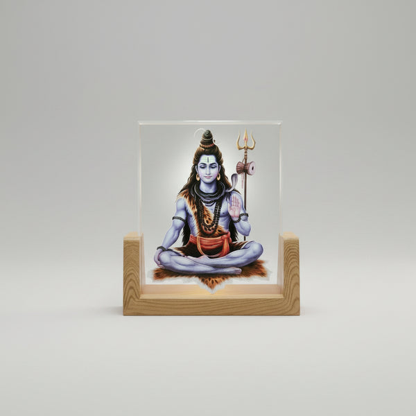 AM7456 Lord Shiva 3D Illusion LED Night Light with Wooden Base Decor