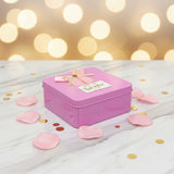 AM7457 Square Metal Gift Tin Box with Decorative Bow and "Best Wishes" Label