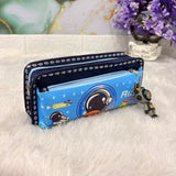 AM7473 Kids Pencil Case with Astronaut Theme, Blue Space Design, Zipper Pouch with Charm