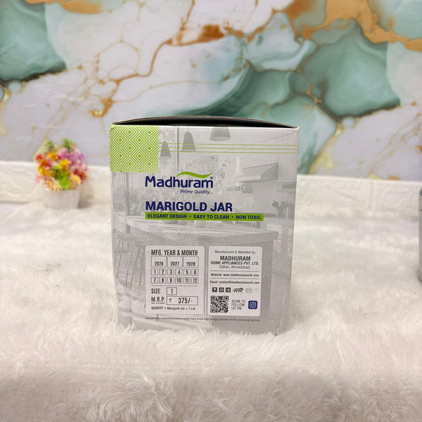 AM7489 Madhuram Marigold Stainless Steel Storage Jar with Transparent Lid (No.1)