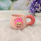 TM0302 3D Labubu Pink Ceramic Mug with Chunky Handle
