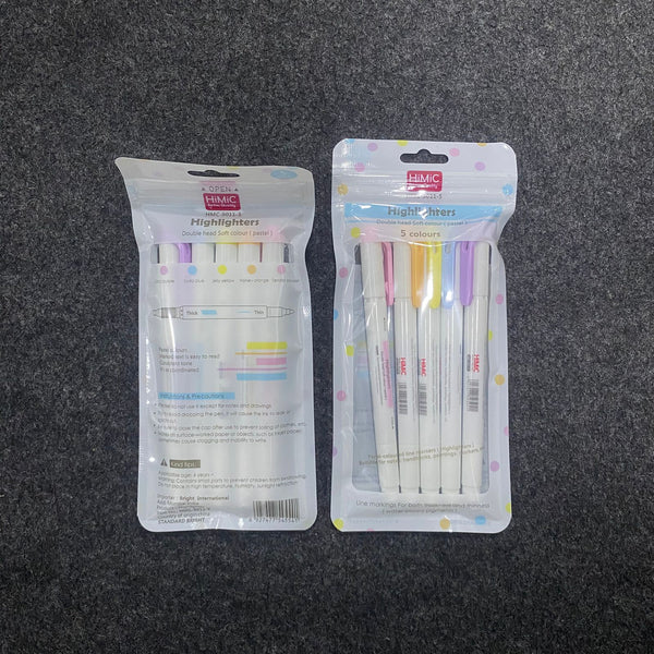 AM7519 HiMiC Dual-Tip Soft Pastel Highlighter Set OF 5