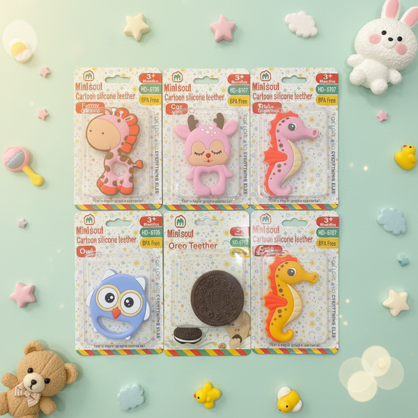AM7545 Mini Soul Cartoon & Oreo Silicone Teethers (1-Pcs)