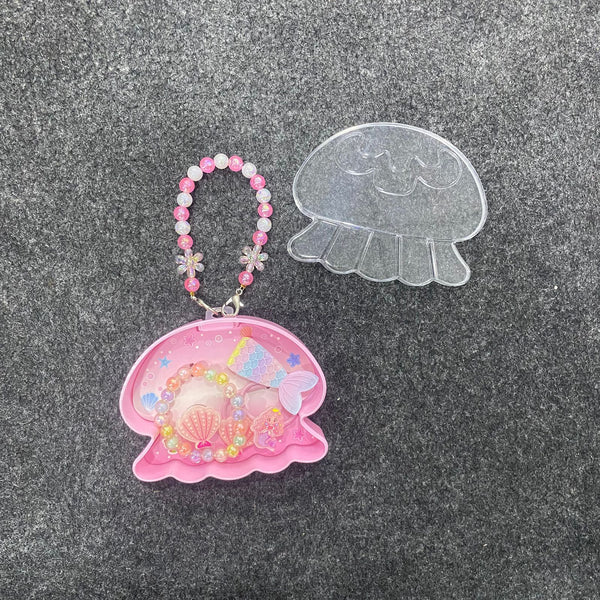 AM7561 Mermaid Theme Jellyfish Shaped Jewelry Purse Set for Kids – Beaded Bracelet and