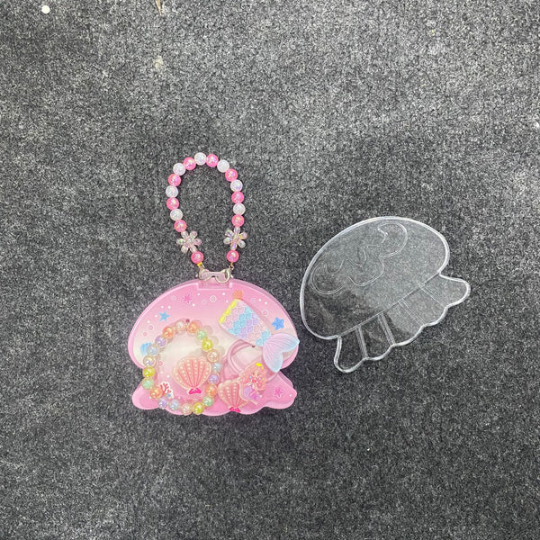 AM7561 Mermaid Theme Jellyfish Shaped Jewelry Purse Set for Kids – Beaded Bracelet and