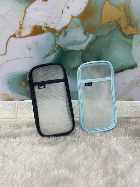 AM7568 Minimalist Transparent Mesh Multi-Purpose Stationery & Cosmetic Pouch (1-Pcs)