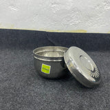 AM7573 Madhuram Stainless Steel Deep Storage Container with Laser-Engraved Lid | Mirror Finish Multi-Purpose Dabba