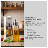 AM7614 Premium Glass Oil Spray Bottle: Leakproof Stainless Steel Fine Mist Cooking Dispenser