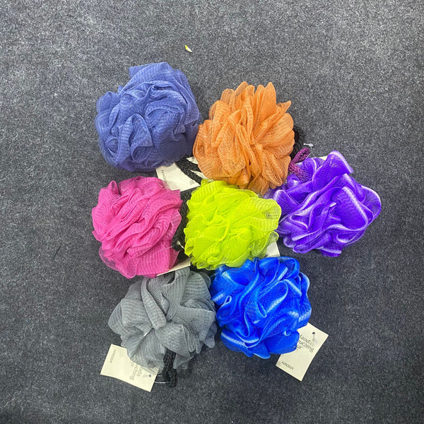 A07259 Exfoliating Bath and Shower Mesh Sponge with Hanging LOOFAH