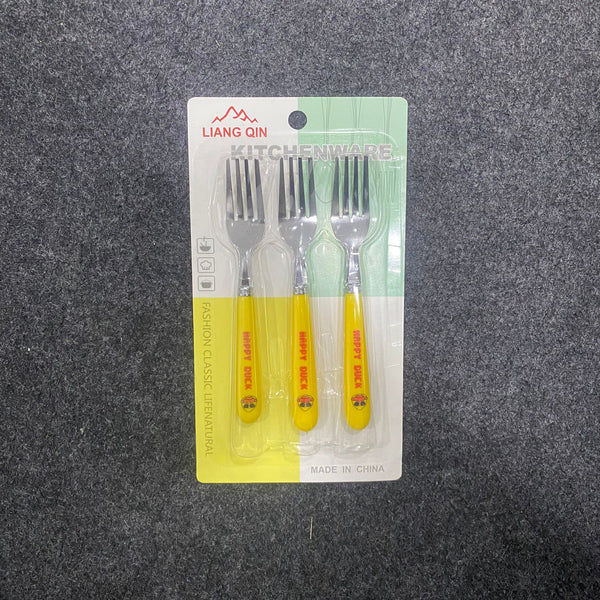 AM7660 Liang Qin Stainless Steel Cute Happy Duck Kids Fruit Fork Set of Three