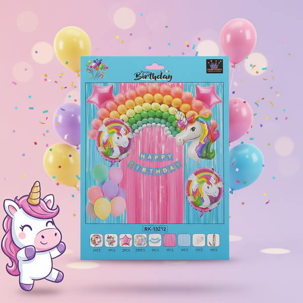 AM7680 Kids Birthday Theme Decoration Combo Kit with Foil Balloons Garland Arch for Party 1-Set
