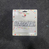AM7682 Silver Happy Birthday Letter Cake Candles Set For Metallic Theme Cake Decoration Supplies
