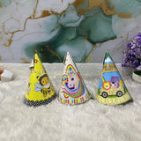 AM7686 Vibrant Multi Theme Birthday Party Cone Hats Pack of 6 for Kids Celebrations