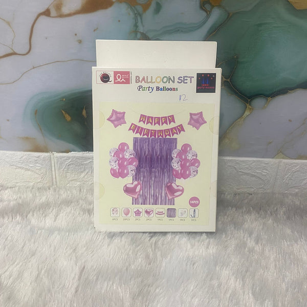 AM7685 Happy Birthday Balloon Decoration Combo Set With Metallic Fringe Foil Curtain For Party