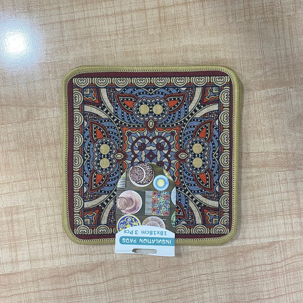 AM7709 DECORATIVE SQUARE HEAT RESISTANT INSULATION PADS FOR KITCHEN SURFACES AND DINING TABLE TOPS