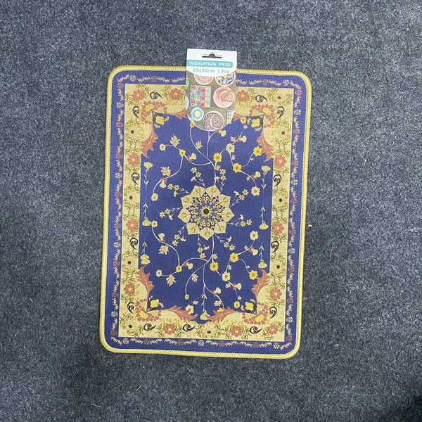 AM7712 ELEGANT BLUE FLORAL PATTERN HEAT RESISTANT INSULATION PAD FOR DINING TABLE SURFACE PROTECTION