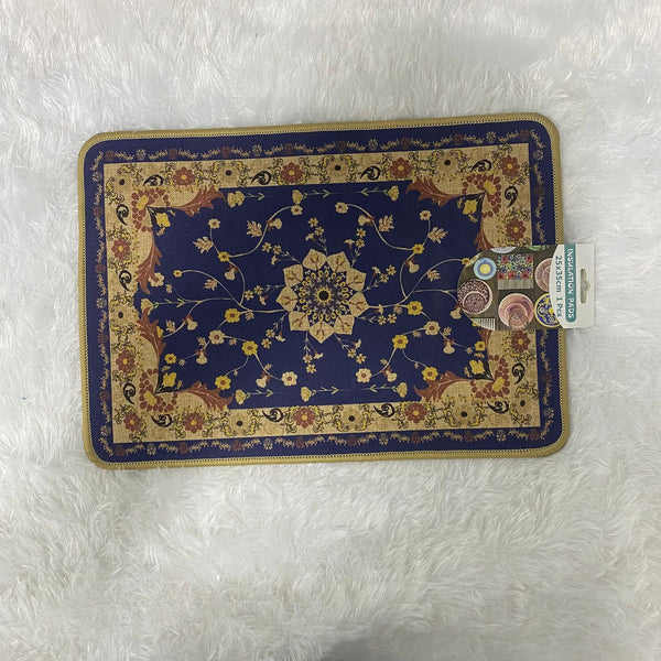 AM7712 ELEGANT BLUE FLORAL PATTERN HEAT RESISTANT INSULATION PAD FOR DINING TABLE SURFACE PROTECTION