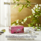 AM7723 GREEN-KIVVI CRYSTAL GLASS TURTLE FIGURINE FOR POSITIVE ENERGY AND HOME OFFICE DECORATION