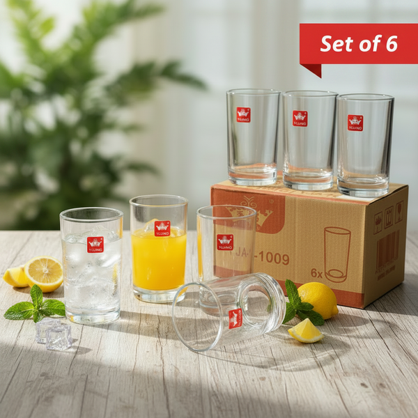 AM7731 Yujing Premium Clear Glass Tumbler Set (6 Pieces) – Model YJA-1009