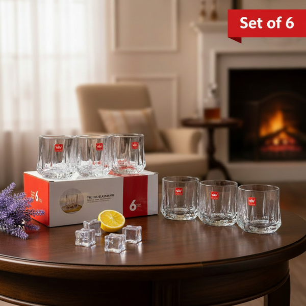AM7738 Yujing Crystal Glassware Set of 6 Stylish Tumblers for Modern Kitchen and Dining