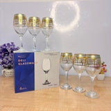 AM7740 Premium Elegant Clear Stemmed Wine Goblet Glassware Set of 6 Pieces for Dining