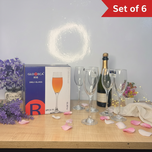 AM7741 Premium Elegant Tall Fluted Champagne Glasses Set of 6 for Celebratory Toasts