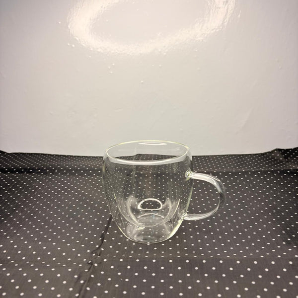 AM7750 250ml Double-Walled Insulated Glass Coffee Mug with Handle (1-Piece)