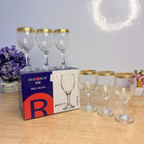AM7739 Gloreca Elegant Gold-Rimmed Deli Glassware Set of 6 Pieces for Sophisticated Dining