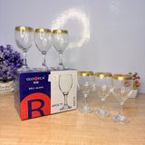 AM7739 Gloreca Elegant Gold-Rimmed Deli Glassware Set of 6 Pieces for Sophisticated Dining