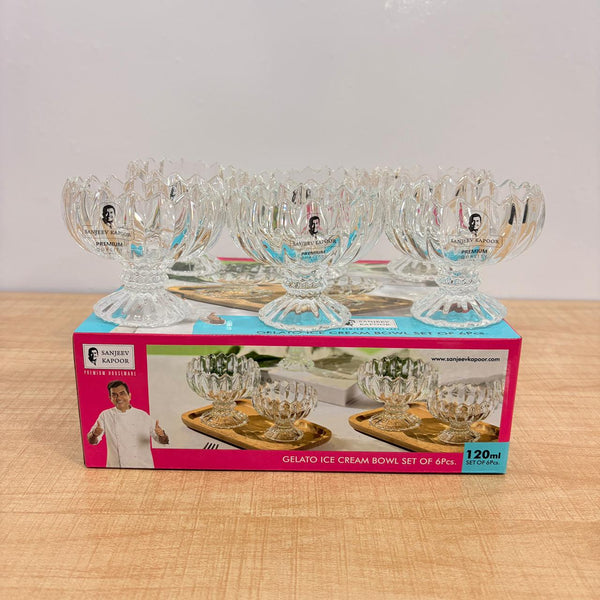 AM7787 SANJEEV KAPOOR PREMIUM GELATO ICE CREAM BOWL SET OF 6 ELEGANT GLASS BOWLS