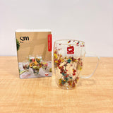 AM7788 SHINE MAX DOUBLE WALL GLASS MUG WITH DECORATIVE DRIED FLOWERS INSIDE FOR DRINKS