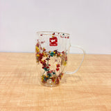 AM7788 SHINE MAX DOUBLE WALL GLASS MUG WITH DECORATIVE DRIED FLOWERS INSIDE FOR DRINKS
