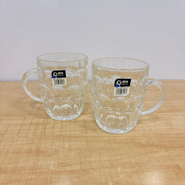 AM7794 LANG XU DIMPLED GLASS MUGS SET OF 2 FOR ELEGANT BEVERAGE SERVING AT HOME