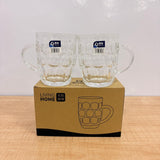 AM7794 LANG XU DIMPLED GLASS MUGS SET OF 2 FOR ELEGANT BEVERAGE SERVING AT HOME