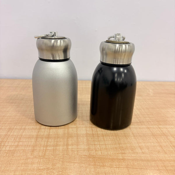 AM7802 COMPACT STAINLESS STEEL MINI BOTTLE WITH CARRYING RING FOR CONVENIENT ON THE GO HYDRATION
