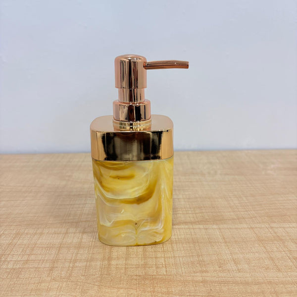AM7785 ELEGANT MARBLE FINISH SOAP DISPENSER WITH ROSE GOLD PUMP FOR MODERN HOME DECOR