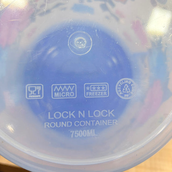A06556 Round Lock & Lock Printed Plastic Container with Lid - 7500ml
