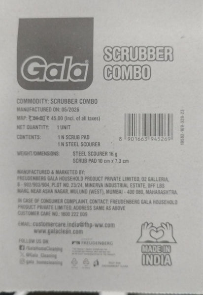 A06562 Gala Scrubber Combo Pack (1 Scrub Pad + 1 Steel Scourer)