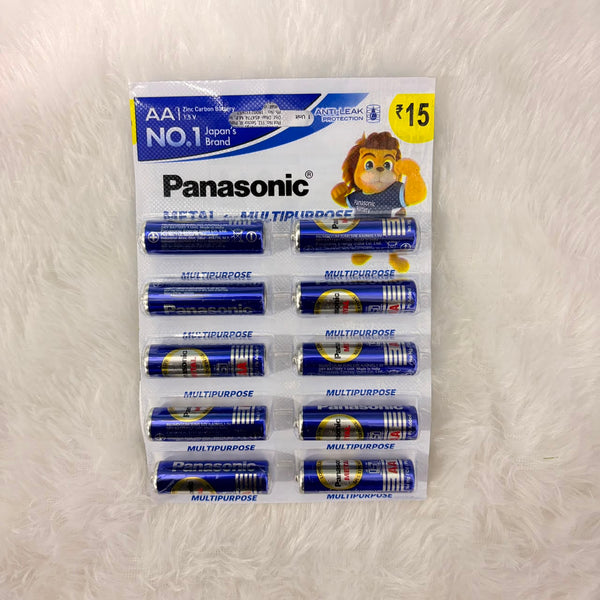 A06569 Panasonic AA Metal Zinc Carbon Batteries (1.5V, Pack of 10)