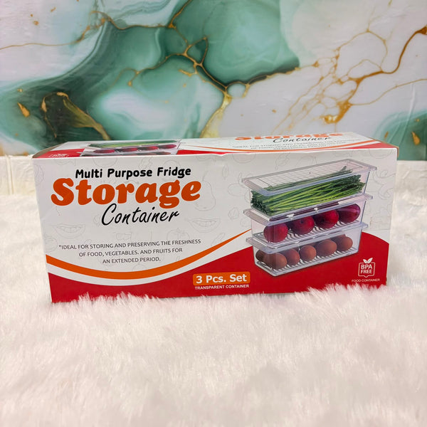A06615 Multi-Purpose Fridge Storage Container Set (3 Pcs) – Transparent