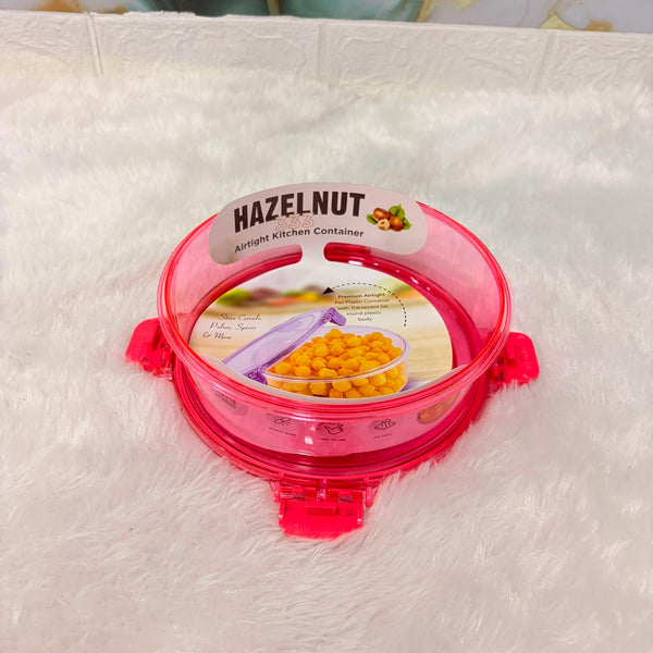 A06642 HAZELNUT 333 Round Airtight PET Plastic Kitchen Container with 4-Side Lock Lid