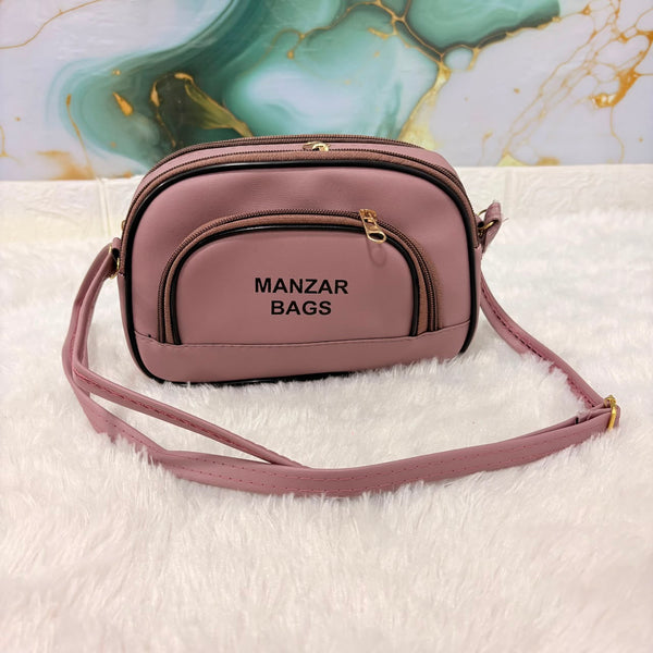 A06699 Mix Patterned Sling Bag with with Adjustable Strap & Multi-Zip Storage